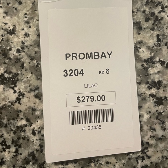 Prom Dress, Evening Gown, Sparkly Lilac Purple Dress with Slit, V-Neck - Picture 3 of 5